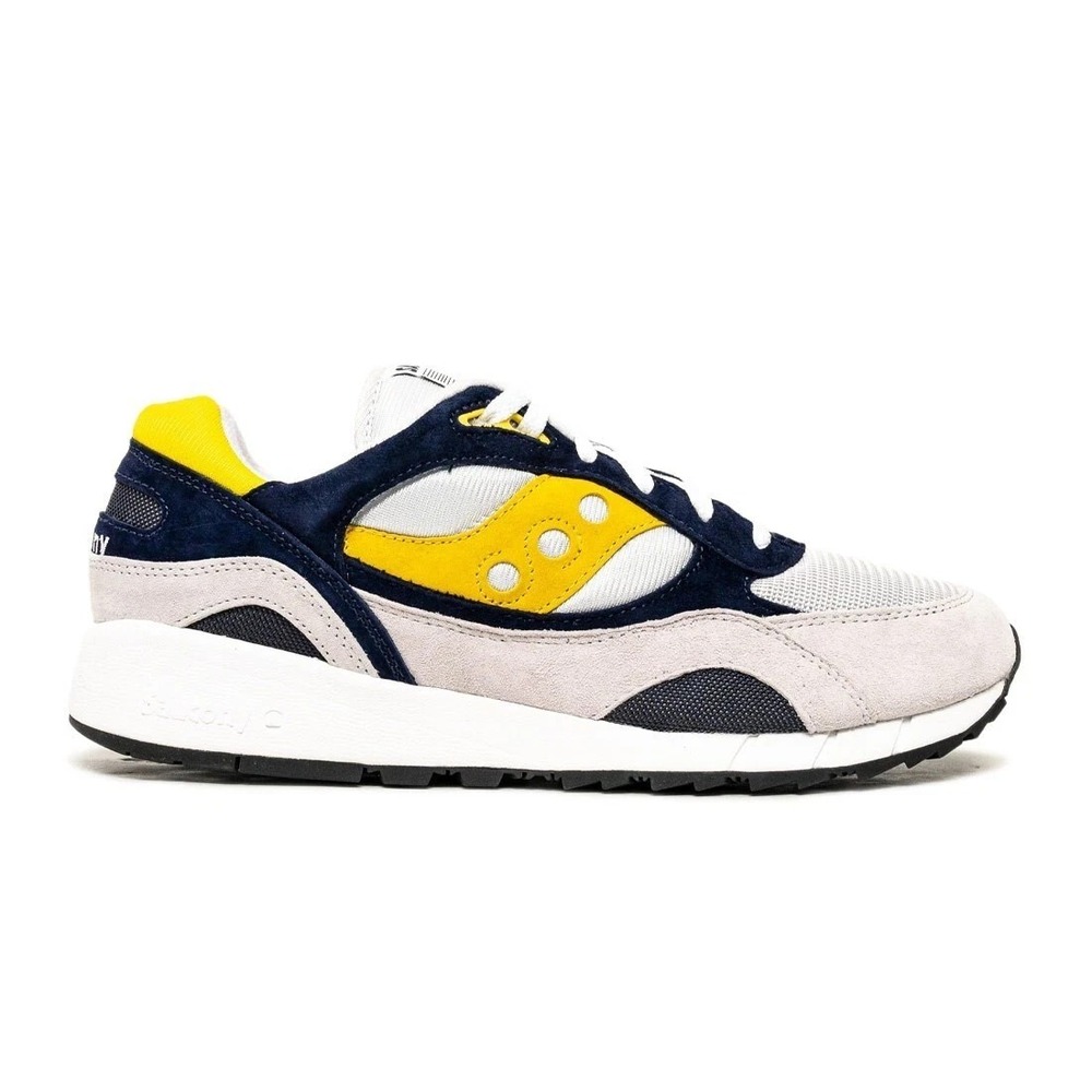 Mens Size 9- Saucony Shadow 6000 Grey Navy Yellow Running Shoes S70441-41 NEW